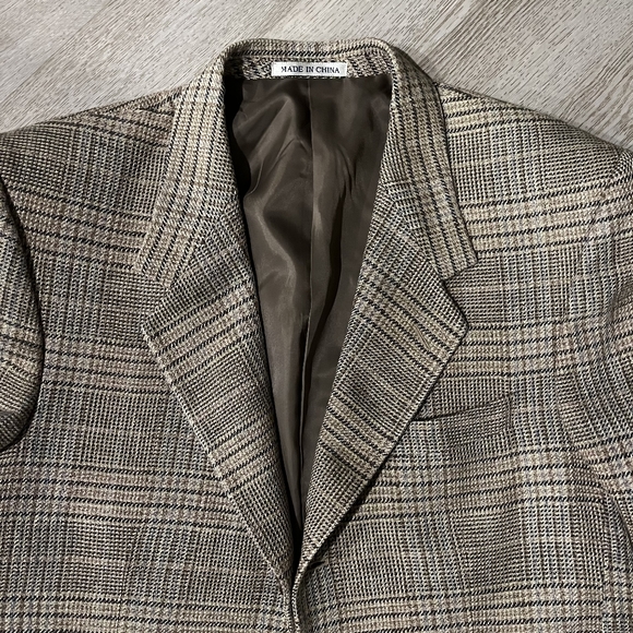 Corporate Gear Munsingwear Blazer Men's Size 40R Brown Plaid Silk and Wool - Picture 2 of 9